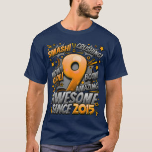 Camiseta Cumpleaños 9 Comic Estilo Impresionante desde 2015
