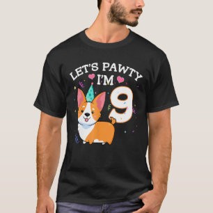 Camiseta Cumpleaños 9 Corgi Amante Perros 9 Años Cumpleaños