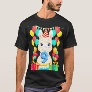 Camiseta Cumpleaños 9 Cumpleaños 9 Años Llama Lindo