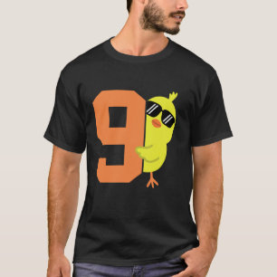 Camiseta Cumpleaños 9 de niños Tema Pollo Lindo 9 Años B