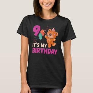 Camiseta Cumpleaños 9 de Teddy Bear Chica de cumpleaños 9 a