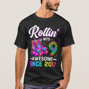 Camiseta cumpleaños 9 niña nueve 9 años Roller Ska