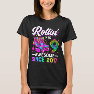 Camiseta cumpleaños 9 niña nueve 9 años Roller Ska