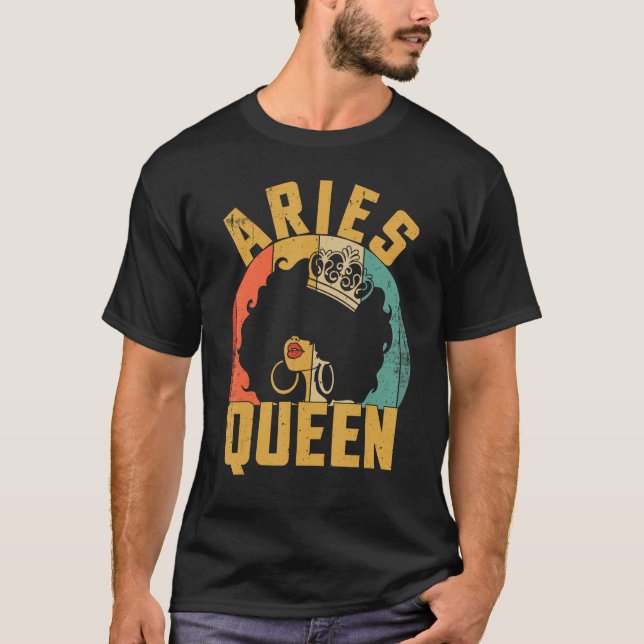 Camiseta Cumpleaños Afro Aries Reina Afroamericana Negra W (Anverso)