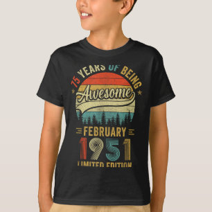 Camiseta Cumpleaños Antiguo Febrero 1951 Viejo 75 Hombres M