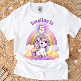Camiseta Cumpleaños Arcoíris Destello Unicornio Mágico Past