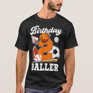 Camiseta Cumpleaños Balón 2 Años Deportes Segundo Cumpleaño
