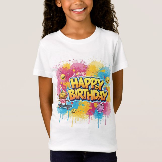 Camiseta Cumpleaños brillante por Natasha Us (Anverso)