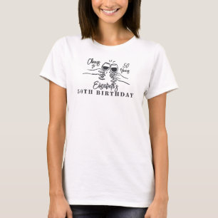 Camiseta Cumpleaños caprichoso dibujado a mano Cheers a 50 