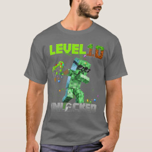 Camiseta Cumpleaños Chico Piel Nivel 10 Desbloqueado Jugado