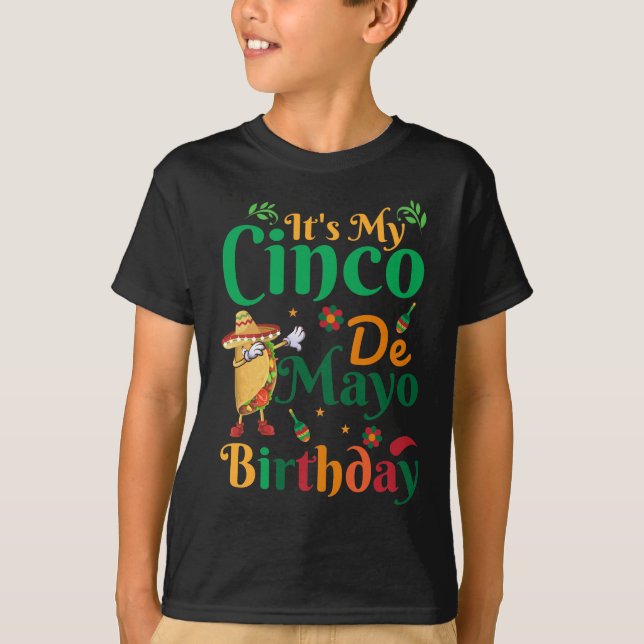 Camiseta Cumpleaños Cinco De Mayo, Dabbing Tacos, cumpleaño (Anverso)