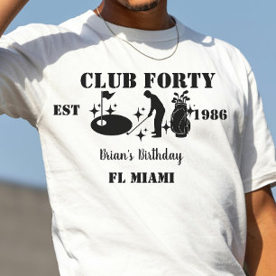 Camiseta Cumpleaños Club Cuarenta golf Personalizado 40º Cu