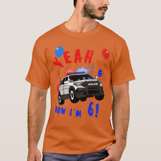 Camiseta Cumpleaños Coche de Policía 6 Años amigos niños v