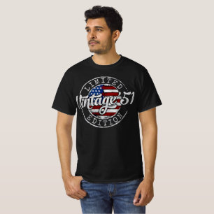 Camiseta Cumpleaños con bandera de EE. UU. vintage 1951