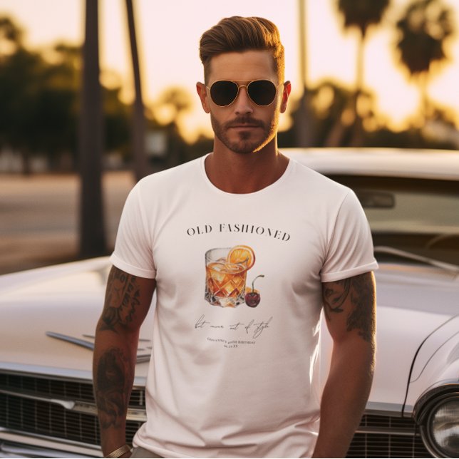 Camiseta Cumpleaños con Cóctel "Old Fashioned" (Subido por el creador)