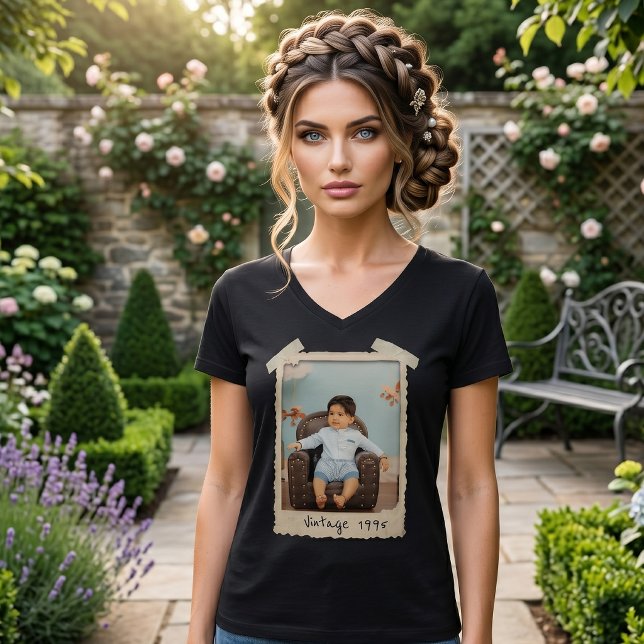 Camiseta Cumpleaños con Foto Vintage Personalizada (Subido por el creador)
