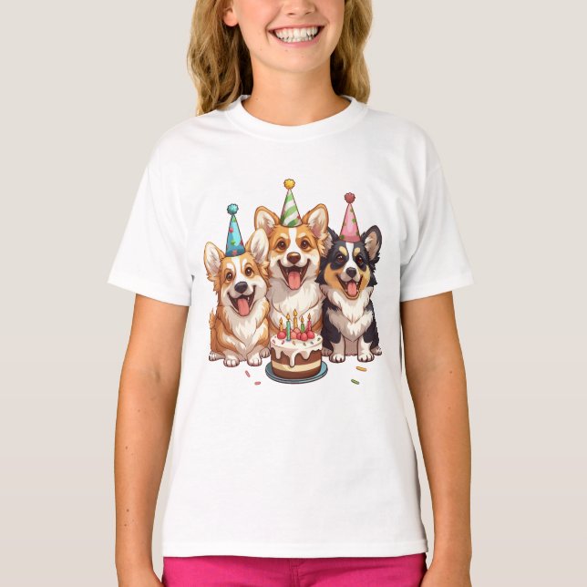 Camiseta Cumpleaños Corgi Dogs (Anverso)
