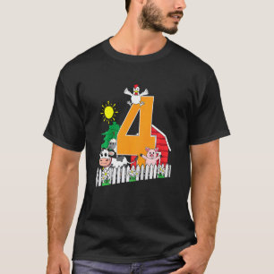 Camiseta Cumpleaños cuarto 4º de niños animal de granja Vac