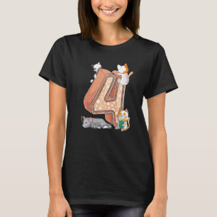 Camiseta Cumpleaños Cuarto 4to de Gatos Cuatro 4 Años Ki
