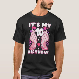 Camiseta Cumpleaños de 10 años, corazón del dedo K-pop, Sar