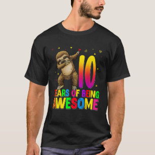 Camiseta Cumpleaños de 10 años Perezoso haciendo dab Cumple
