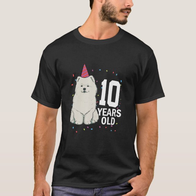 Camiseta Cumpleaños de 10 años Samoyed Dog Puppy 10° parte (Anverso)