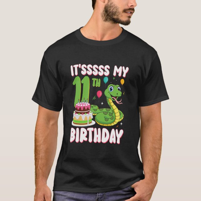 Camiseta Cumpleaños de 11 años de serpiente fiesta de Pytho (Anverso)