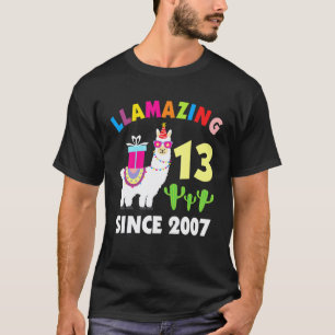 Camiseta Cumpleaños de 13 años de llama Niños Niñas Llama