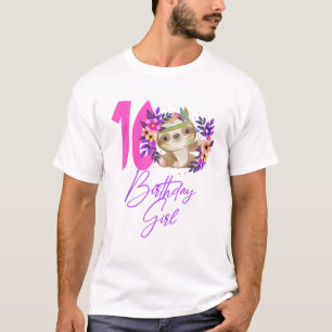 Camiseta Cumpleaños De 16 Años De La Chica Lindo Sloth De 1