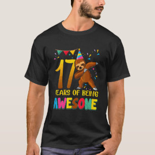 Camiseta Cumpleaños de 17 años Perezoso haciendo Dab en su