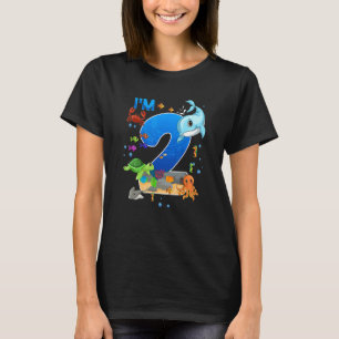 Camiseta Cumpleaños de 2 años Ballena Pescado Mar Cumpleaño
