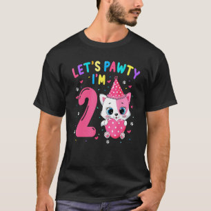 Camiseta Cumpleaños de 2 años Gatita Minino Vamos a Pawty T