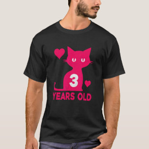 Camiseta Cumpleaños de 3 años de niña gato lindo