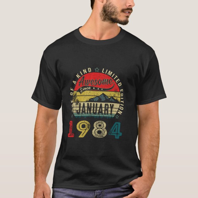 Camiseta Cumpleaños De 40 Años Nacida En Enero De 1984 (Anverso)