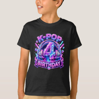 Camiseta Cumpleaños de 4 años de K-Pop Chica de 4 años músi