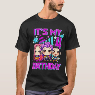 Camiseta Cumpleaños de 4 años k pop niños cumpleaños de 4 a