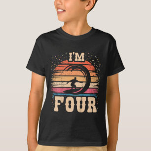 Camiseta Cumpleaños de 4 años surfista niño niña tabla de s