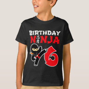 Camiseta Cumpleaños de 6 años de edad Ninja Karate Fiesta N