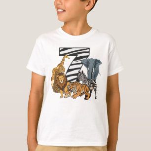 Camiseta Cumpleaños de 7 años León, Tigre, Elefante, Cebra 