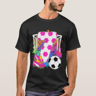 Camiseta Cumpleaños de 7 años niña 7 cumpleaños fútbol tema