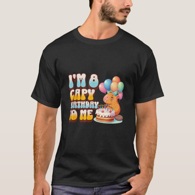 Camiseta Cumpleaños de 8 Capy para mí Cute 8vo Capybara Bda (Anverso)