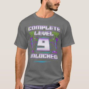 Camiseta Cumpleaños de 9 años desbloqueado nivel 9 completa