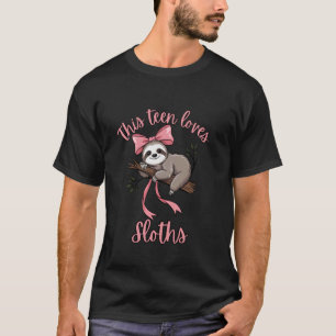 Camiseta Cumpleaños de Adolescente Coqueta Lindos Perezoso