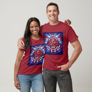 Camiseta Cumpleaños de América Gráfico Semiquin Fuegos Arti