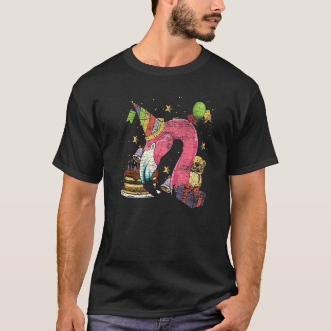 Camiseta Cumpleaños de Animales Fiesta de Pájaros Flamenco  (Anverso)