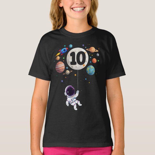 Camiseta Cumpleaños de astronauta de 10 años Cumpleaños 10º (Anverso)