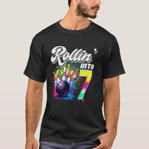 Camiseta Cumpleaños de Bowling Rollin en 7 Fiestas 7 cumple