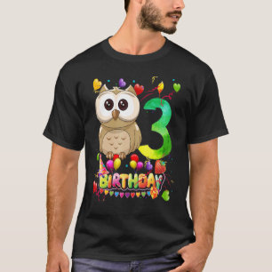Camiseta Cumpleaños de búho 3 años de edad Noche de Búho 3