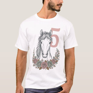 Camiseta Cumpleaños de caballo 5 años diseño de fiesta infa