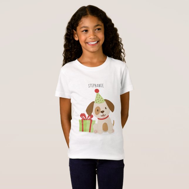 Camiseta Cumpleaños de cachorro lindo (Anverso completo)